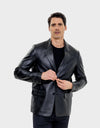 MENCIA BLAZER EN CUIR POUR HOMME | NOIR
